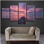 shuyinju Toile Mur Art Photos Salon Décor 5 Pièces Coucher du Soleil Pierres Pont Paysage Marin Peintures Modulaire HD Prints Oc