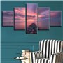 shuyinju Toile Mur Art Photos Salon Décor 5 Pièces Coucher du Soleil Pierres Pont Paysage Marin Peintures Modulaire HD Prints Oc