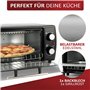 Mini four 1000 W 10 litres Avec plaque de cuisson et grille de cuisson Four à pizza 90-230 °C Minuterie de 60 minutes Plaque ram
