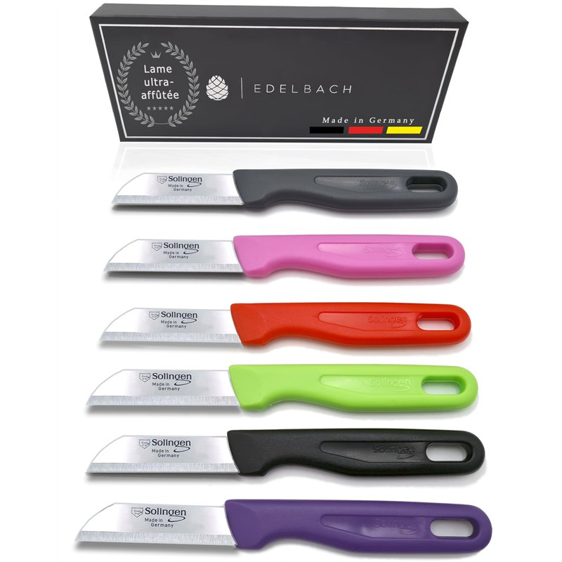 Edelbach Solingen 6x couteau cuisine | Made in Germany, lame droite, extra tranchant, ergonomique | couteaux et ustensiles de cu