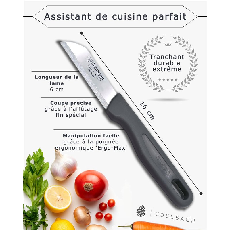 Image secondaire de Edelbach Solingen 6x couteau cuisine | Made in Germany, lame droite, extra tranchant, ergonomique | couteaux et ustensiles de cu