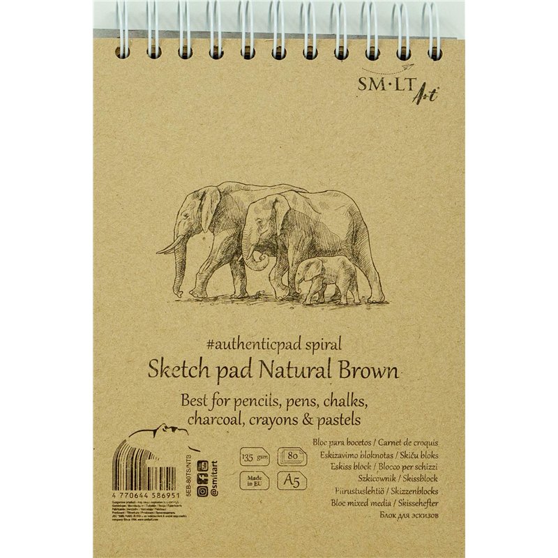 SM-LT Bloc Spirale - Dessin - Brun - A5-80 feuilles - 135 gsm 5EB-80TS/NTB
