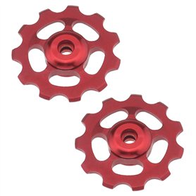 Create idea Roues Dérailleur Arrière 2pcs Rouge Scellé par Aluminium 11T Soutenant Jockey Roule Poulie