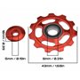 Create idea Roues Dérailleur Arrière 2pcs Rouge Scellé par Aluminium 11T Soutenant Jockey Roule Poulie