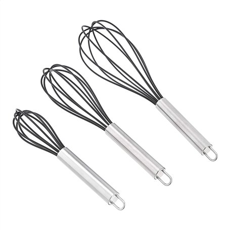 Amazon Basics Ensemble de fouets en acier inoxydable et silicone antiadhésif 20