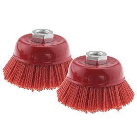 YINETTECH 2pcs 75mm 3 Pouces Filament en Nylon Abrasif Coupe Brosse en Acier Filetage Interne M14x2 Rouge pour Polissage du Méta