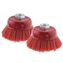 YINETTECH 2pcs 75mm 3 Pouces Filament en Nylon Abrasif Coupe Brosse en Acier Filetage Interne M14x2 Rouge pour Polissage du Méta