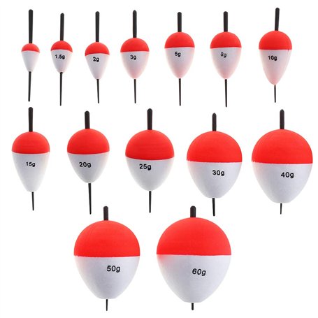 OriGlam Lot de 14 flotteurs de pêche en Mousse Rigide à Clipser - Rouge et Blanc - pour Crappie