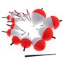 OriGlam Lot de 14 flotteurs de pêche en Mousse Rigide à Clipser - Rouge et Blanc - pour Crappie, panfish doré