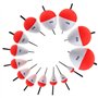 OriGlam Lot de 14 flotteurs de pêche en Mousse Rigide à Clipser - Rouge et Blanc - pour Crappie, panfish doré