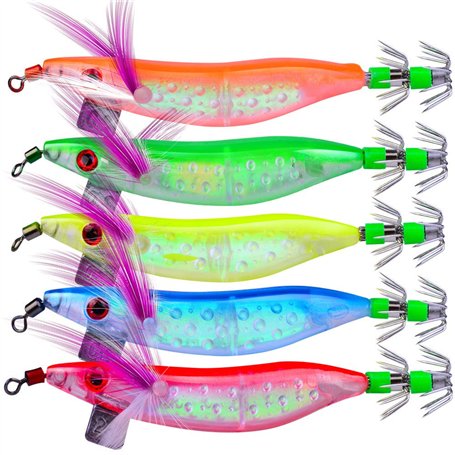 OriGlam Lot de 5 leurres Lumineux pour pêche en Eau salée