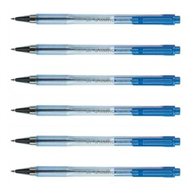 Pilot Lot de 6 Stylos à bille rétractable BPS-Matic Pointe Fine Bleu