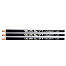 UNI-BALL Lot de 3 Crayons gras DERMATOGRAPH 7600 Multi support Taille facilitée Noir
