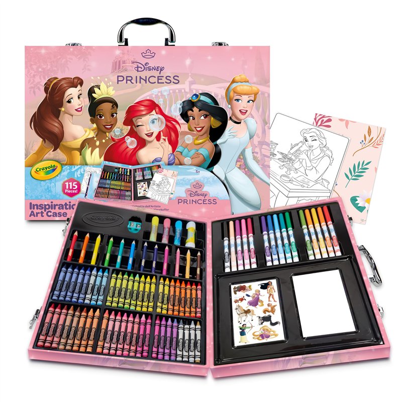 CRAYOLA - Coffret de Coloriage Princesses Disney - Assortiment de 115 Pièces Diverses - Malette de Dessin Enfant, Kit Complet av
