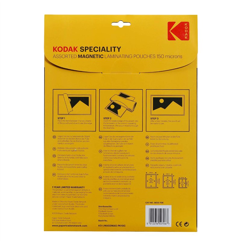 Image secondaire de KODAK Assorted Magnetic Laminating Pouches KD-LMASSMAG-PK10C - Pochette de plastification magnétique KODAK, Taille : 3 x A4, 4 x