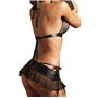 YeeHoo Femmes Sexy Mesh Lingerie Halter Top et Mini Jupe avec Culotte Noir - Taille unique (Étiquette L)