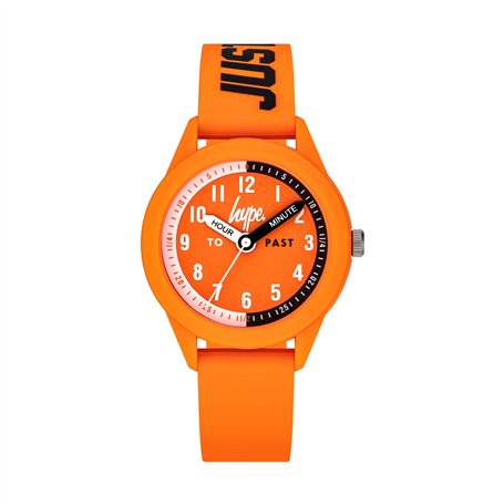 hype Montre À Bracelet Enfant Orange Silicone Noir Imprimé Time Teacher Cadran