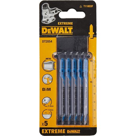 DeWalt DT2054QZ Lame de scie sauteuse pour manche métallique en T HSS T118EOF Lot de 5 (Import Grande Bretagne) Argent