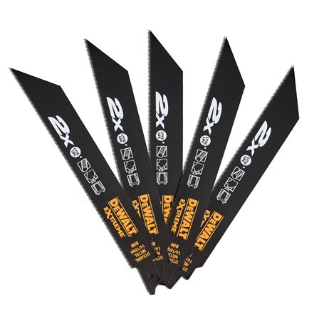 DEWALT Lame de Scie Sabre BIM 14/18 TPI 2X LIFE 203mm - Conception en Métal Robuste - Découpe de Matériaux Variés - Excellente R