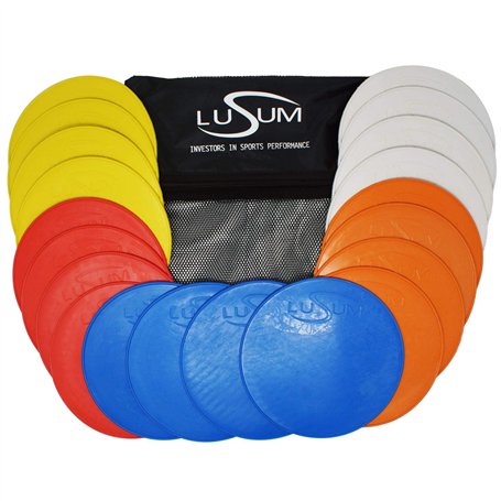 Lusum Lot de 20 disques de marquage ronds en caoutchouc antidérapant avec sac de transport pour entraînement de football