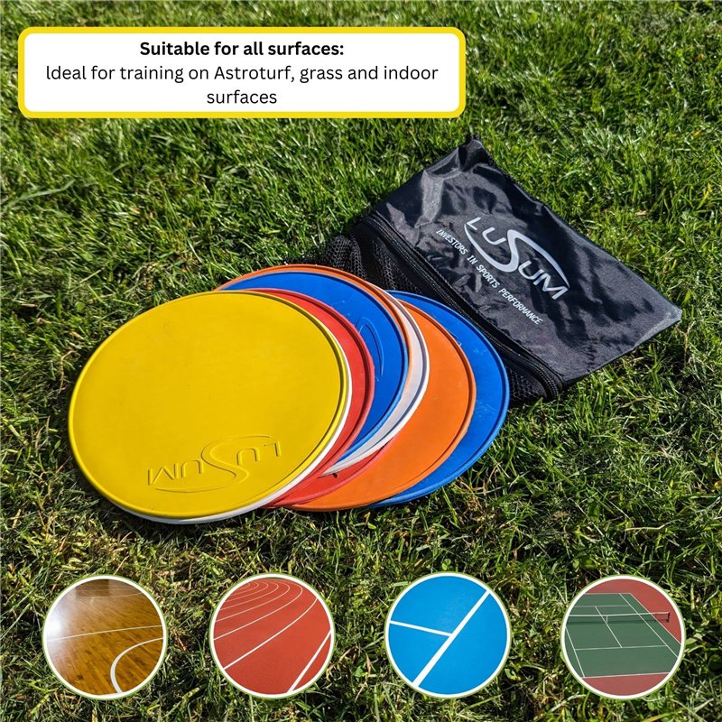 Image secondaire de Lusum Lot de 20 disques de marquage ronds en caoutchouc antidérapant avec sac de transport pour entraînement de football