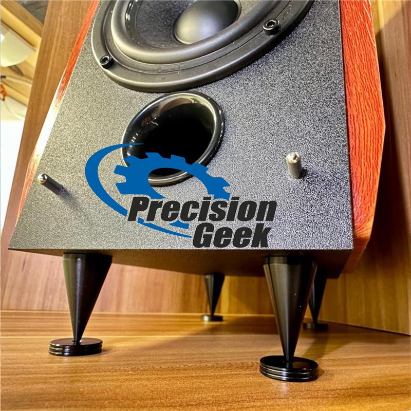 Image secondaire de PrecisionGeek - Patins d'enceintes en Acier oxydé et Noirci, Pieds, Protecteur de Sol, Forme Fine de 20 mm de diamètre pour Ence