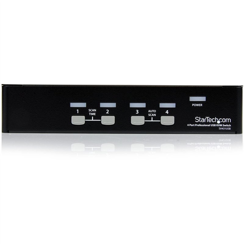 Image secondaire de StarTech.com Commutateur KVM VGA USB professionnel 4 ports avec concentrateur – Commutateur KVM montable sur rack 1U (SV431USB)