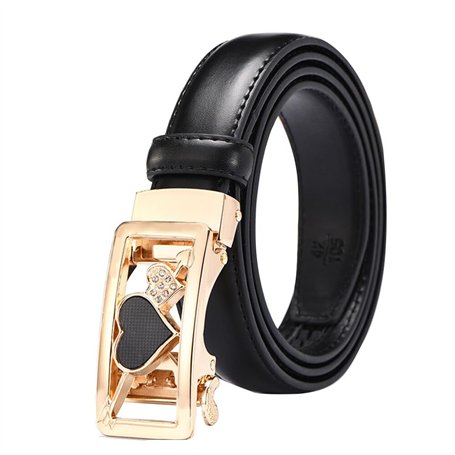 Femmes Ceinture Ratchet Ceintures en Cuir Véritable pour Les Dames Jeans avec Ceinture Automatique Coeur d'or Boucle avec Réglab