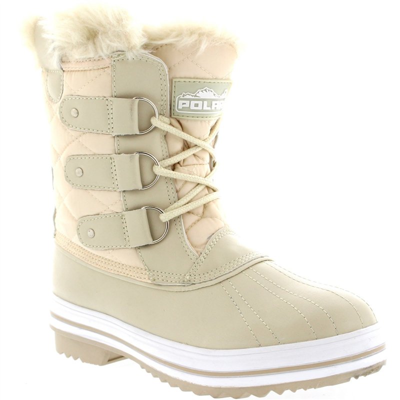 Polar Femmes Matelassé Court Canard Fourrure Doublée Boue Neige Hiver Bottes - BEI38 - AYC0014,38 EU,Beige Nylon