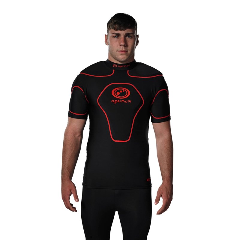OPTIMUM Origin Epaulières de Rugby Homme, Noir/Rouge, M