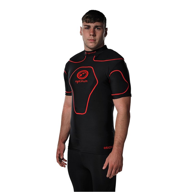Image secondaire de OPTIMUM Origin Epaulières de Rugby Homme, Noir/Rouge, M