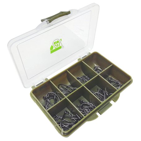 Carp On - 80 hameçons assortis sans ardillon pour pêche à la carpe – Courbés et larges (tailles 4