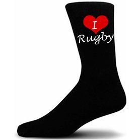 Chaussettes de sport fantaisie I Love Rugby en coton Noir