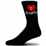 Chaussettes de sport fantaisie I Love Rugby en coton Noir