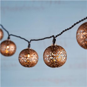 Lights4fun Guirlande Lumineuse de 16 Boules Solaires Bronzes à LED Blanc Chaud pour Extérieur