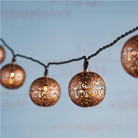 Lights4fun Guirlande Lumineuse de 16 Boules Solaires Bronzes à LED Blanc Chaud pour Extérieur