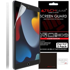 TECHGEAR 3 Pack Protection Ecran pour iPad 10.2 2021/2020 / 2019 - Film de Protection Écran ULTRA CLAIR compatible avec iPad 10