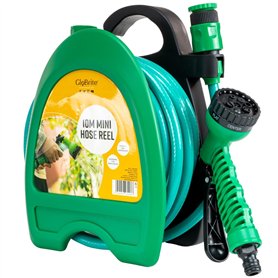 GloBrite Mini enrouleur de tuyau d'arrosage avec buse de pulvérisation réglable 7 en 1