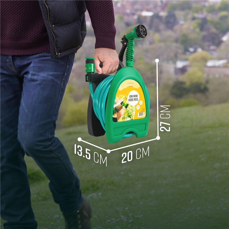 Image secondaire de GloBrite Mini enrouleur de tuyau d'arrosage avec buse de pulvérisation réglable 7 en 1, accessoires de montage mural pour l'irrigation