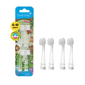 Brush-Baby WildOnes Lot de 4 têtes de rechange pour brosse à dents de 0 à 10 ans