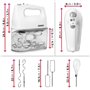 Duronic HM4 WE Batteur à main électrique 400W 5 vitesses avec fonction Turbo Compartiment de rangement 2 batteurs 2 crochets à p
