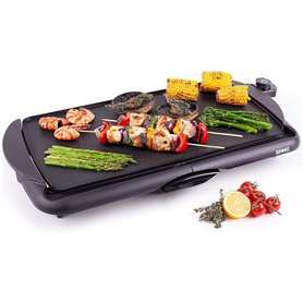 Duronic GP20 Plancha électrique antiadhésive XL 6 à 8 personnes 2000W 52 x 27 cm avec thermostat et bac à jus amovible Cuisson s