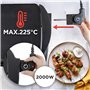 Duronic GP20 Plancha électrique antiadhésive XL 6 à 8 personnes 2000W 52 x 27 cm avec thermostat et bac à jus amovible Cuisson s
