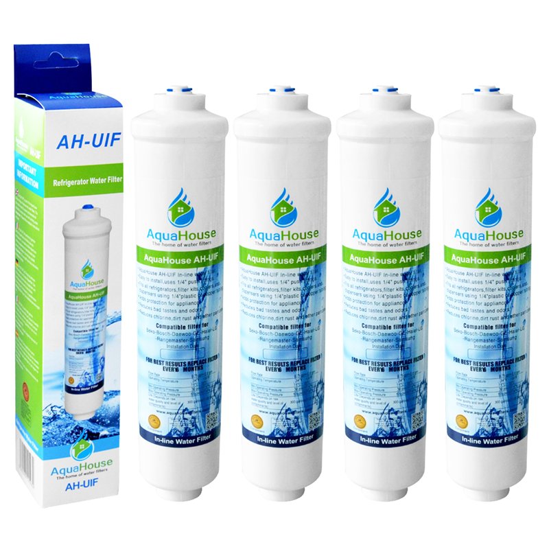 4x AquaHouse AH-UIF filtre à eau compatible pour réfrigérateur Samsung DA29-10105J, LG 5231JA2010B, Haier 0060823485A