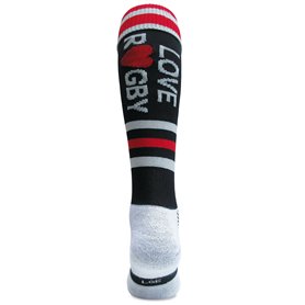 Wacky Sox Chaussettes de sport Rugby amour noir rouge et gris argenté Adult Shoe Size 11-14