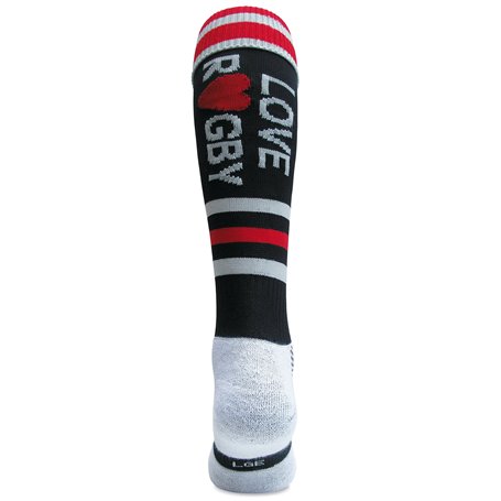Wacky Sox Chaussettes de sport Rugby amour noir rouge et gris argenté Adult Shoe Size 11-14