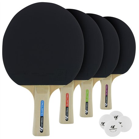 Cornilleau Set de 4 Raquettes de Ping-Pong et 4 Balles pour Table de Ping Pong - Vitesse Modérée