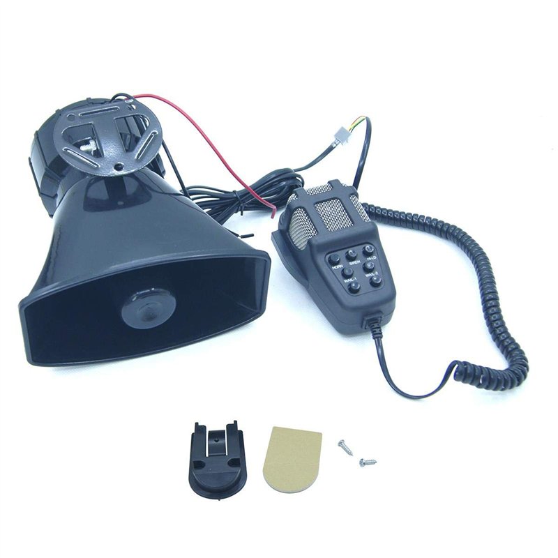 KATSU Sirène de Voiture 7 Tons 12V 100W Sirène de Police Amplificateur Alarme Voiture avec Micro, Klaxon de Véhicule Circulation