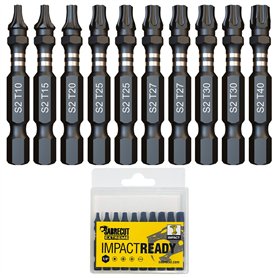 10 x SabreCut SCTKA10 50 mm T10 T15 T20 T27 T30 T40 Jeu d'embouts de tournevis à percussion Torx à une extrémité 10 15 20 27 30
