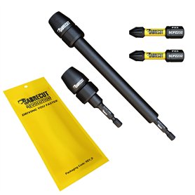 SabreCut SCRK2 4 pièces Porte-embouts à percussion professionnels 65 mm et 152 mm avec 2 embouts de tournevis magnétiques PZ2 32